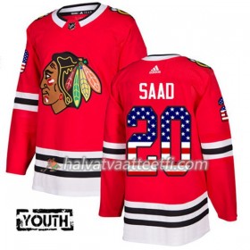 Lasten NHL Chicago Blackhawks Pelipaita Brandon Saad 20 Adidas 2017-2018 Punainen USA Flag Fashion Authentic